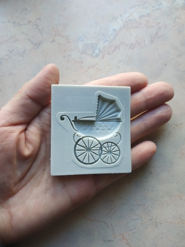 Молд силиконовый Коляска детская 48 на 42 мм серый Киев - изображение 3