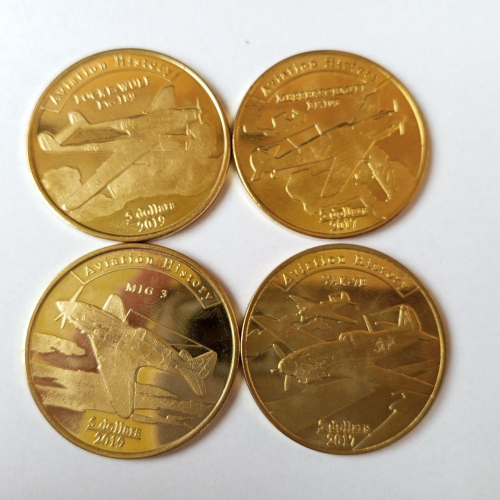 Агрихан набір із 4 монет по 5 доларів 2019 Літаки Полтава - фото 1