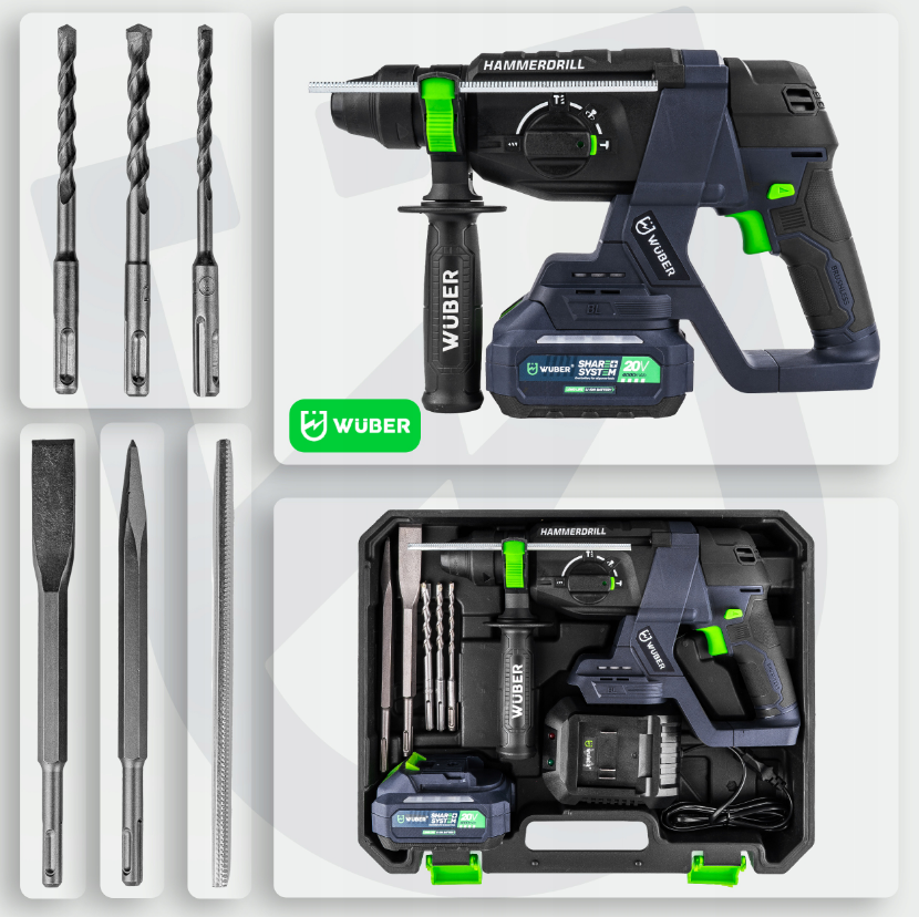 Ударний акумуляторний дриль 1000Вт 20В Wuber (Польща) Київ - фото 2