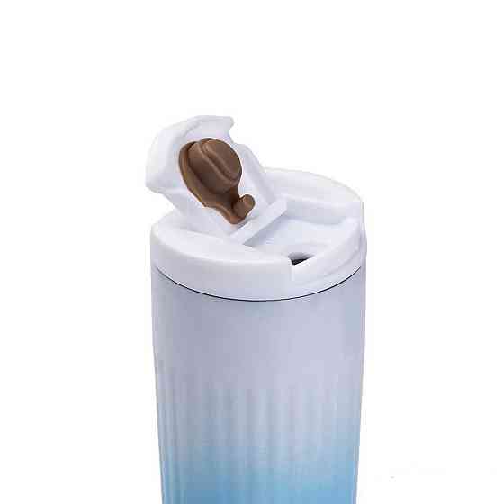 Голубая металлическая термокружка 500 мл с широким горлом Киев