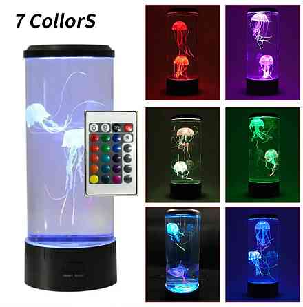 Лампа Аквариум с силиконовыми медузами ПУЛЬТ УПРАВЛЕНИЯ!! Jellyfish Mood Lamp, USB LED, ночник Кременчуг
