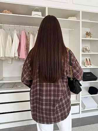 Утепленная женская рубашка в клетку оверсайз крой кашемир фланель Одесса