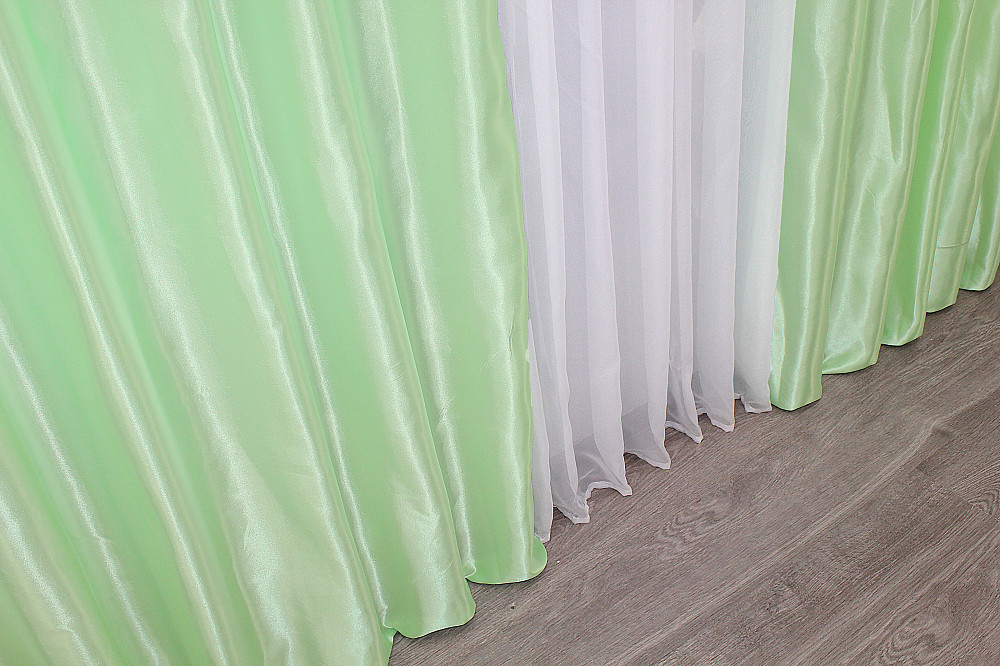 Комплект готових штор VR-Textil Атлас № 739ш Салатовий 100х270 см 2 шт (31-208) Київ - фото 8