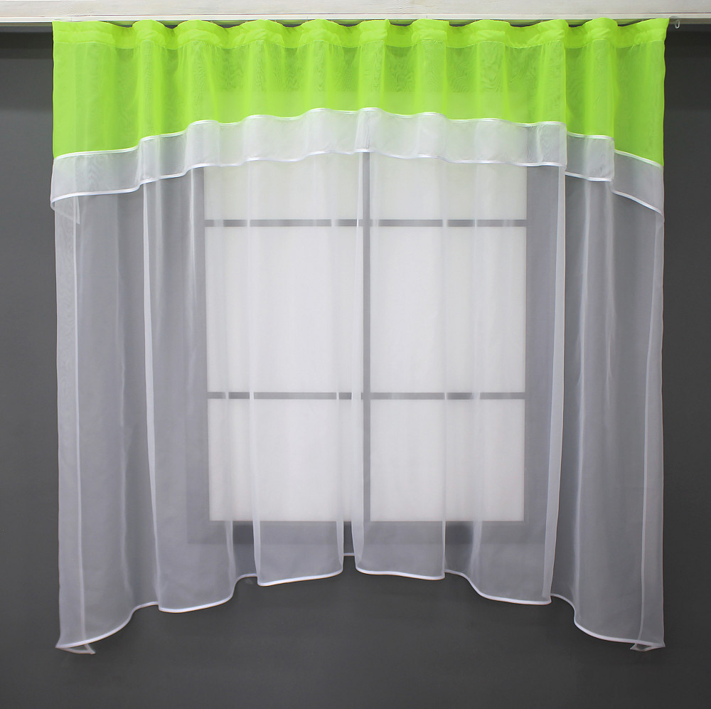 Кухонная гардина VR-Textil № 036к арка белый с неоново-салатовым 280х170 см (52-0885) Киев - изображение 1