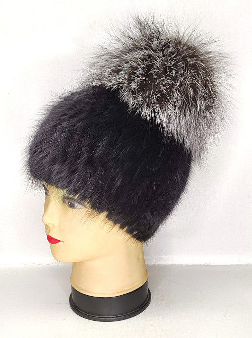 Шапка меховая женская ондатра бон Джоли Черный Харьков - изображение 4