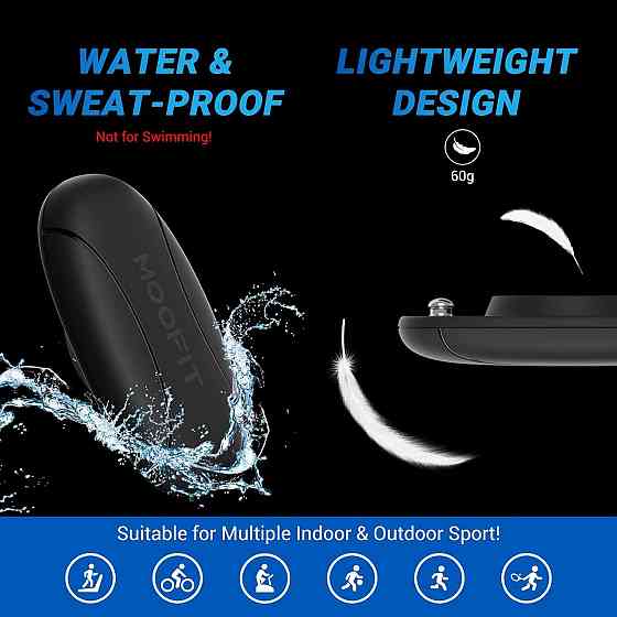 Нагрудный пульсометр, ремень монитор сердечного ритма с Bluetooth ANT+ IP67 для iOS Android Strava для спорта Киев