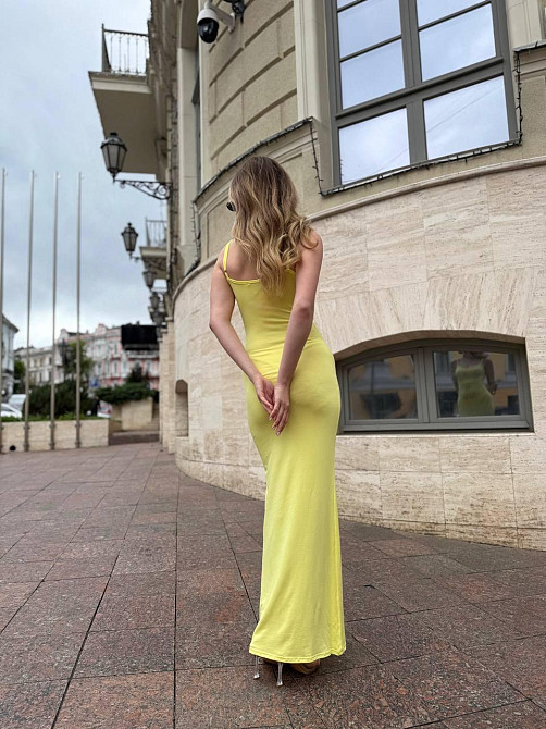 Женское элегантное вечернее длинное платье из эластичной вискозы Лимонный, 44/46 Одесса - изображение 6