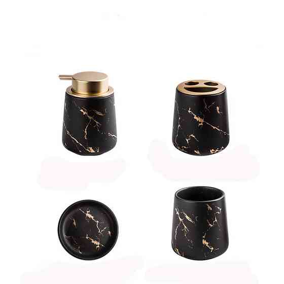 Керамічний набір аксесуарів в ванну кімнату із 4 предметів Bathlux, Чорний Кам'янець-Подільський