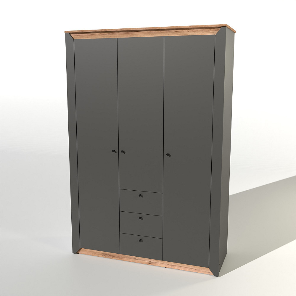 Шафа тридверна Еверест Нордік-1400 Графіт + Дуб крафт золотий (DTM-5538) Львів - фото 2