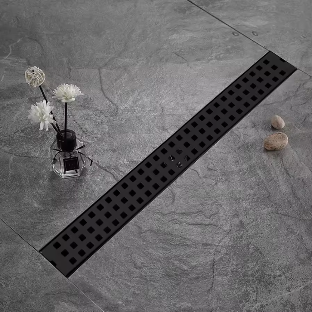 Трап для душу та ванної кімнати під плитку з нержавіючої сталі для зливу води, лінійний, підлоговий 60х6. 8х2 см,чорний Кам'янець-Подільський - фото 1