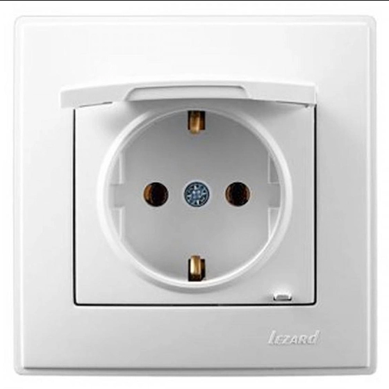 LESYA білий Розетка внутрішня із заземленням з кришкою Лезард Житомир - изображение 2