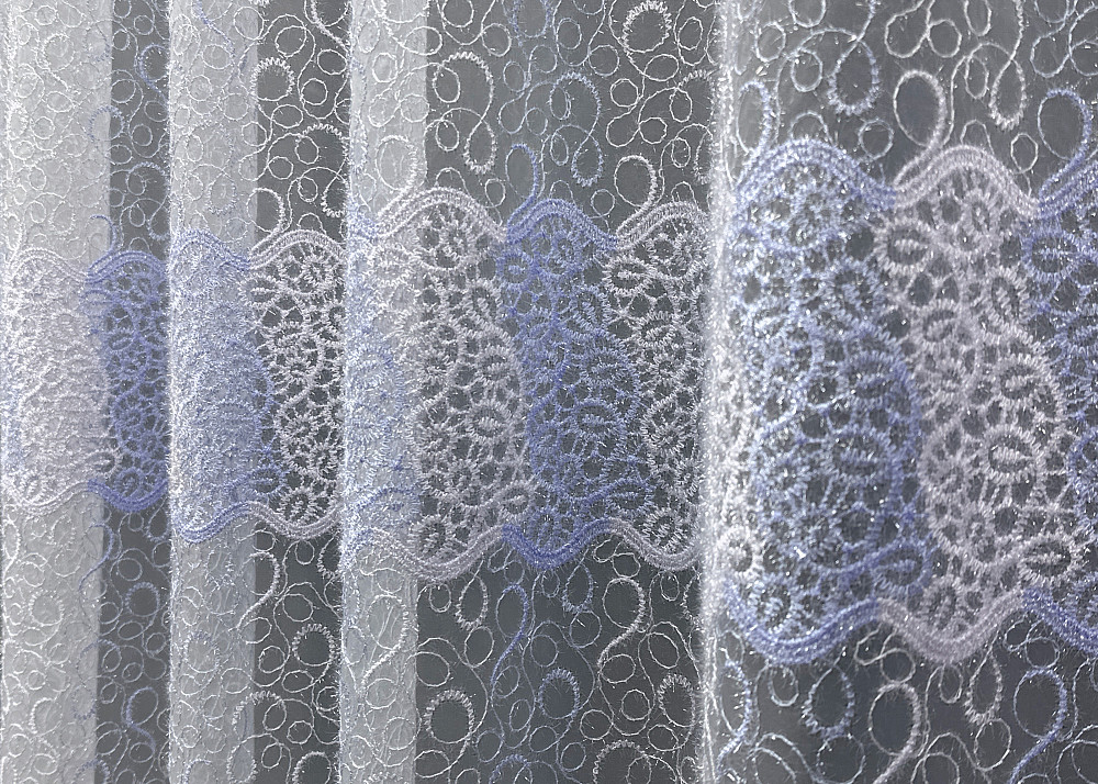 Тюль органза с вышивкой и люрексом цвет голубой с белым 1690т Киев - изображение 4