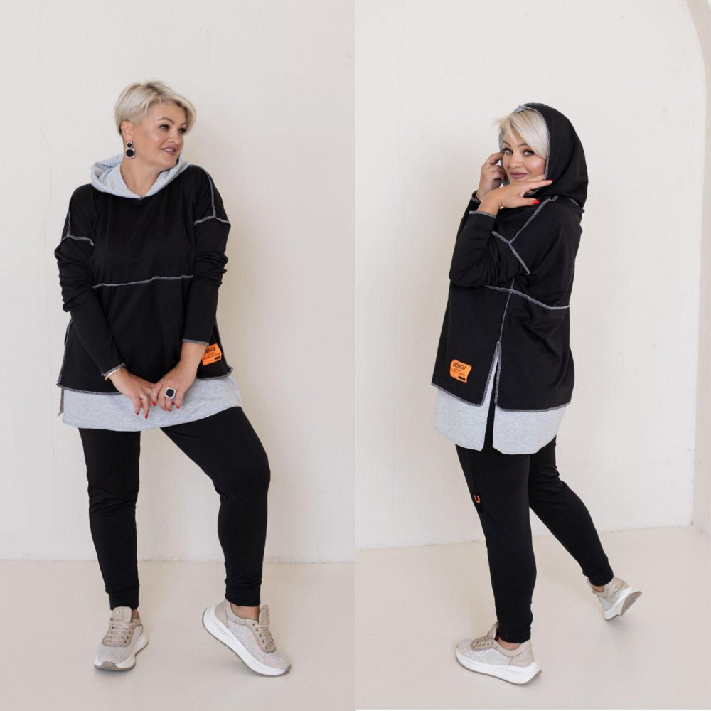 Женский прогулочный костюм двунитка Черный, 54/58 Одесса - изображение 10