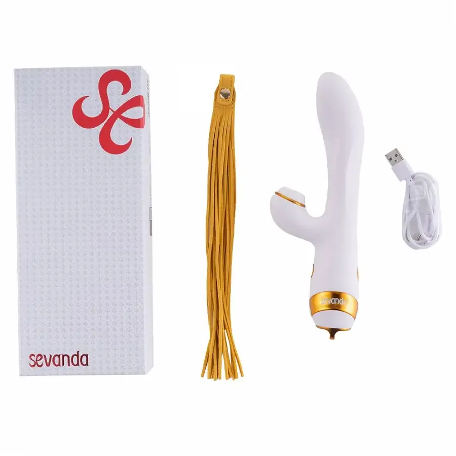 Вібратор-кролик з флогером LOCKINK SEVANDA Whip Vibrating Massage Wand - White & Golden Львів - фото 8