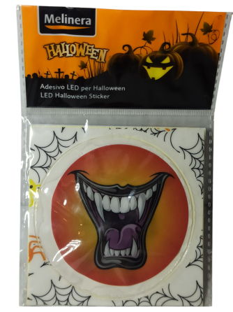 Наліпка на Хелловін 8 см зі світлодіодами Смайл Кликі вампіра помаранчевий Київ