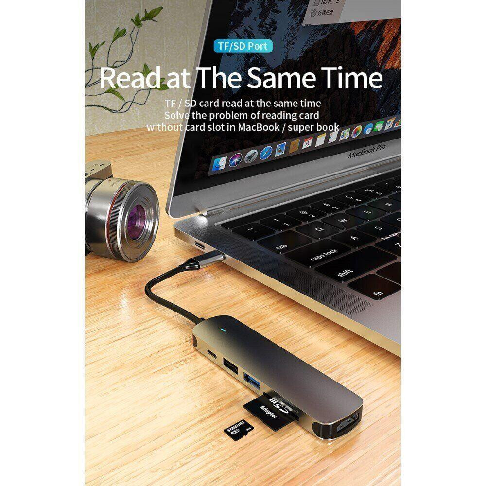 USB Type-C к HDMI-4K концентратор-разветвитель Док-станция для ноутбука с адаптером PD SF RJ45 Thunderbolt 3 для Macbook Air M Киев - изображение 7