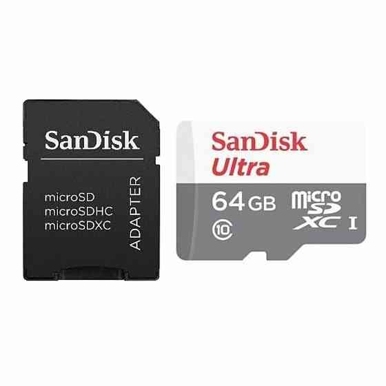 microSDXC (UHS-1) SanDisk Ultra 64Gb class 10 (80Mb/s) (adapter SD) Киев