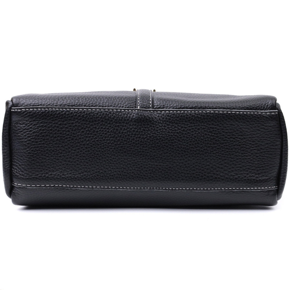 Жіноча сумка з металевою прикрасою по середині з натуральної шкіри Vintage 22607 Чорна Київ - фото 6