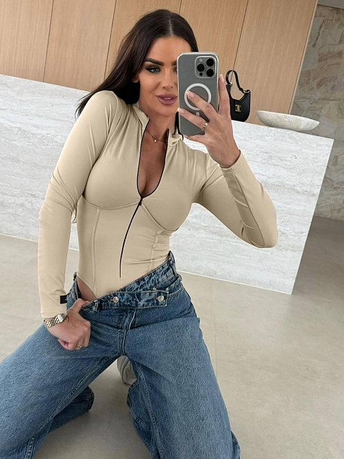 Женский универсальный боди с длинным рукавом микродайвинг Беж, 42/44 Одесса - изображение 1