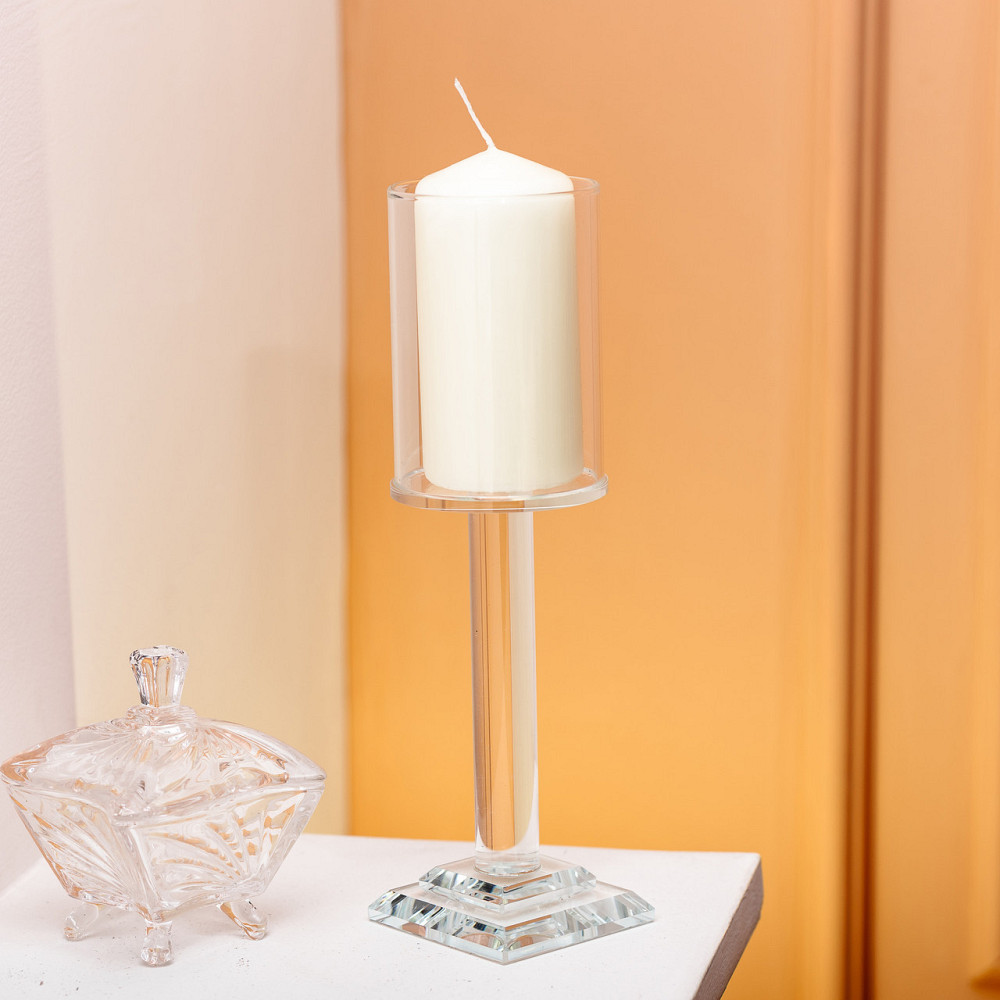 Декоративный стеклянный подсвечник на ножке 23 см Киев - изображение 2