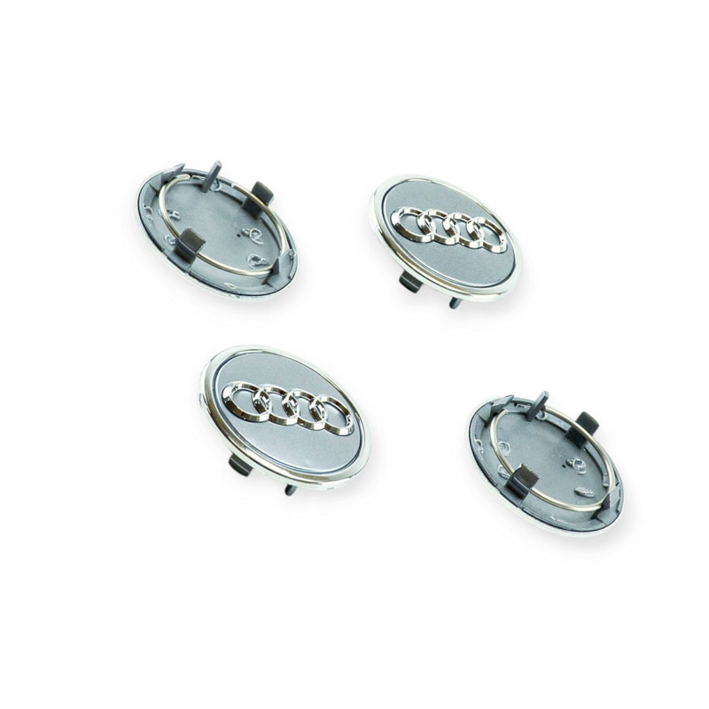 Ковпачок заглушка диска audi 57/69мм сірі (к-т 4шт) з кільцем, хром ободок - Мукачево - фото 1