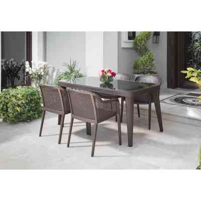 Стіл садовий Tilia Osaka 90x150 см з зовнішнім склом венге, ніжки пластикові (10060) Вінниця