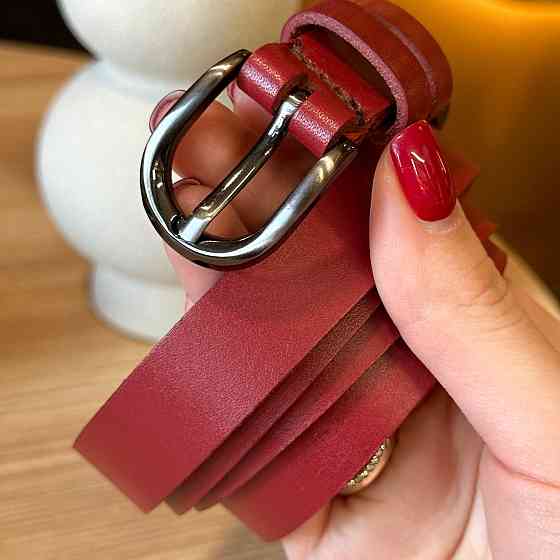 Червоний жіночий шкіряний ремінь Київ