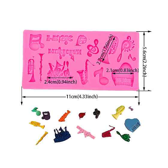 Молд силиконовый Музыкальные инструменты 110 на 56 мм розовый Киев