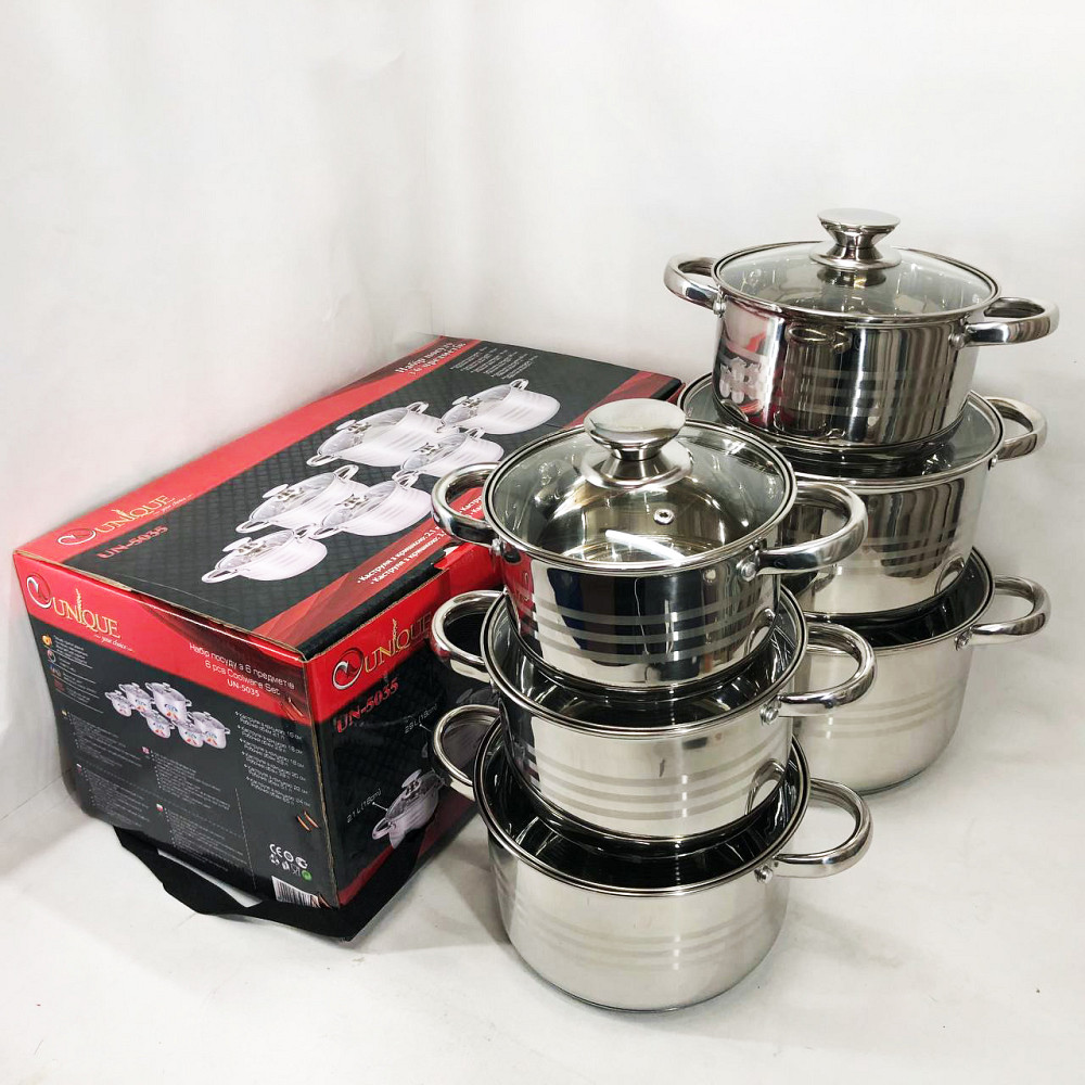 Набор кастрюль с антипригарным дном UNIQUE, Хорошие кастрюли, Набор кастрюль-сотейников AJ-70 Львов - изображение 9