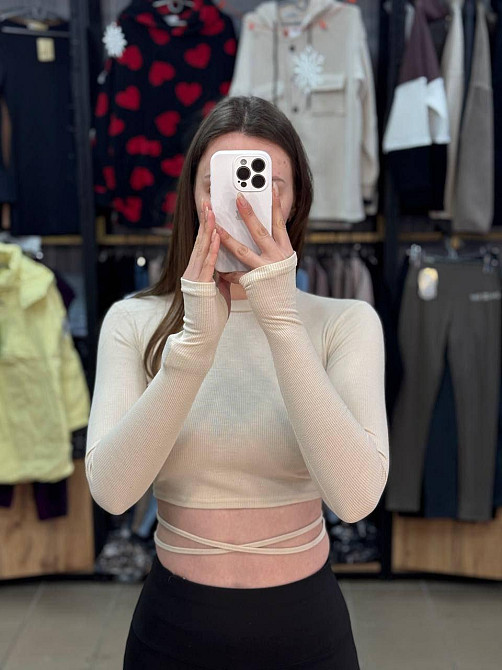 Жіночий стильний топ зі шнурівкою на спинці турецький рубчик Одеса - фото 1