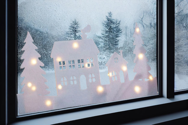 Світлодіодна новорічна прикраса ялинки і будинки для вікна або стіни 60 на 30 см з фетру Німеччина білий Київ - фото 5