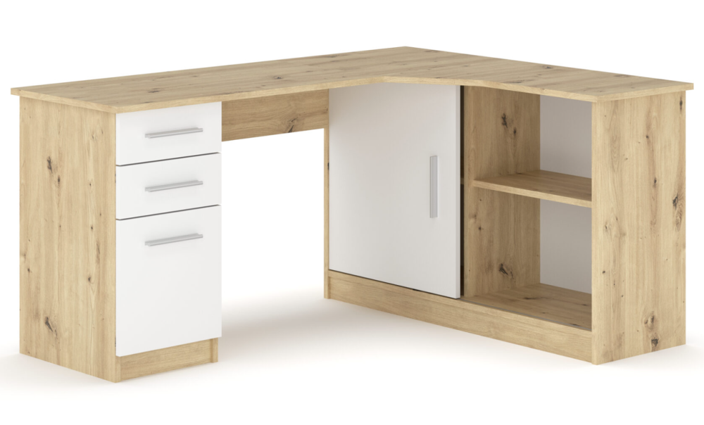 Стіл письмовий кутовий Роберт (лівий) 150х120, Дуб Артісан + Білий ЛАК Львів - фото 1