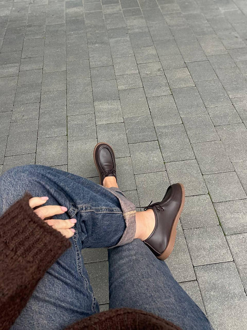 Arcoboletto Топсайдери жіночі на низькому ходу з натуральної шкіри утеплені на шнурівці коричне Коломыя - изображение 8