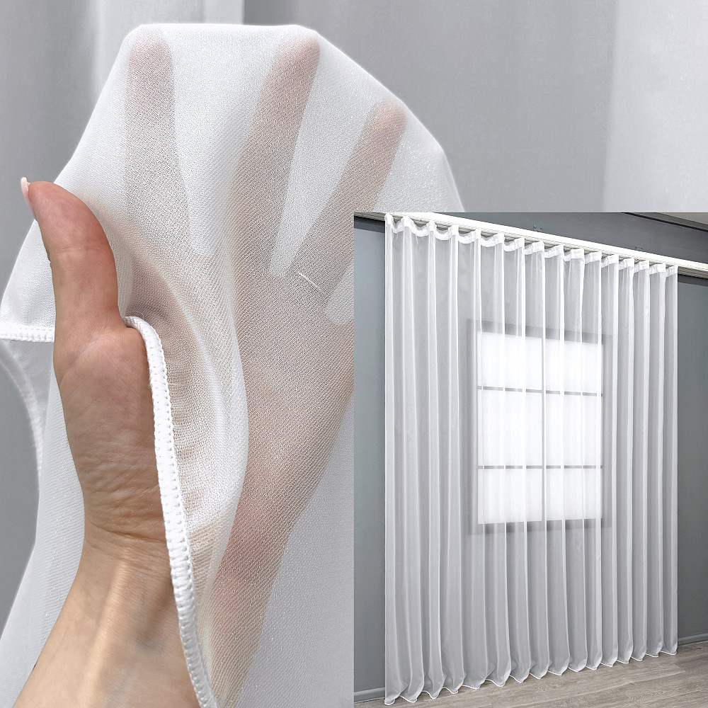 Тюль VR-Textil 2128т Креп с блеском однотонный Белый 400х270 см (42-1373) Киев - изображение 1