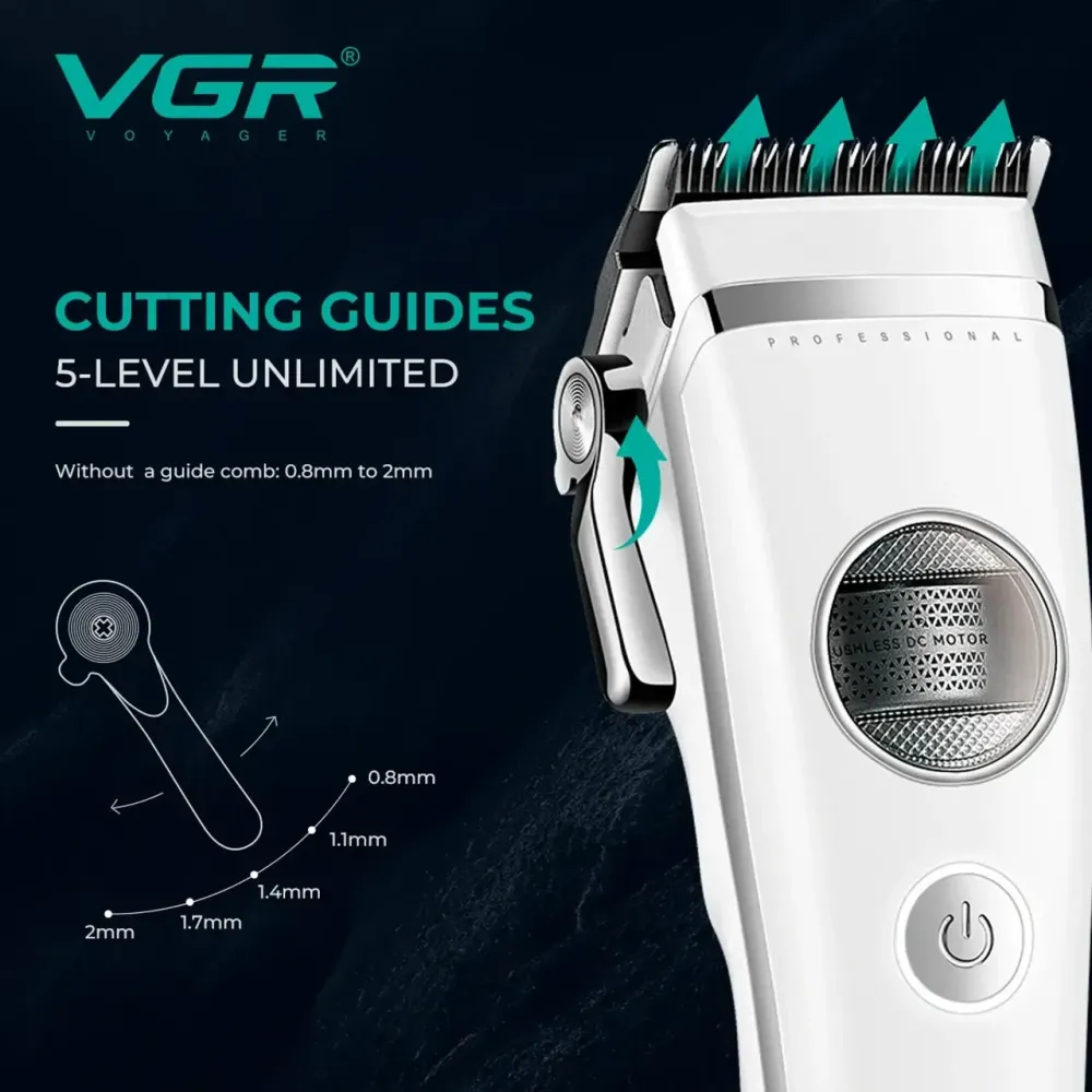 Машинка для стрижки VGR V-880C WHITE акумуляторна 11 насадок LED дисплей док-станція Одеса - фото 6