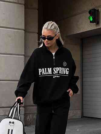 Жіночий теплий прогулянковий костюм-двійка в спортивному стилі тринитка на флісі Чорний, 46/48 Одеса