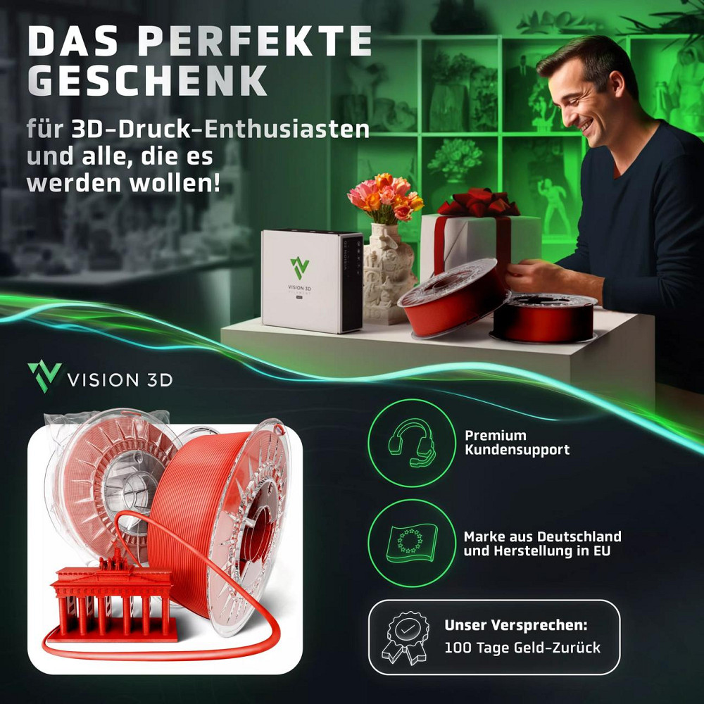 Червоний філамент Vision 3D® PLA 1кг, 1.75мм, для 3D-принтерів, екологічний матеріал, вдалий для моделювання Київ - фото 5