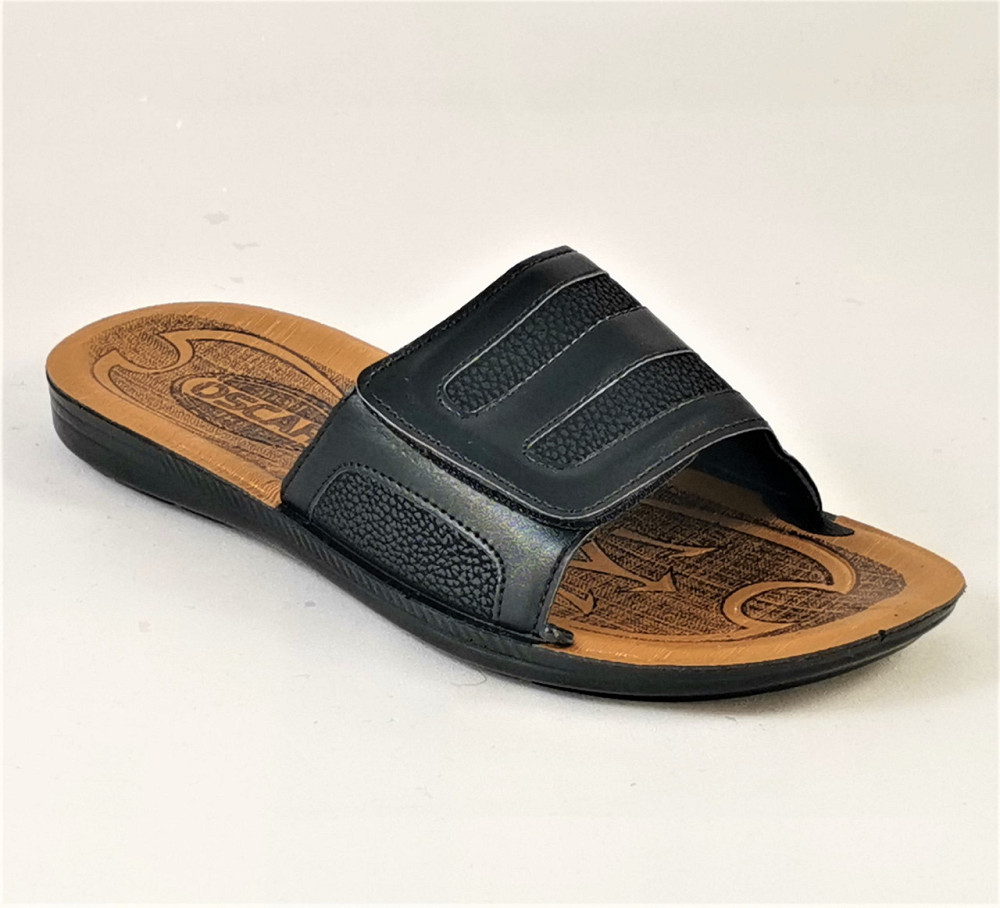 Мужские Шлёпанцы Тапочки Кожаные Черные Сланцы на Липучке (размеры: 41,42,43,44,45) Днепр - изображение 4