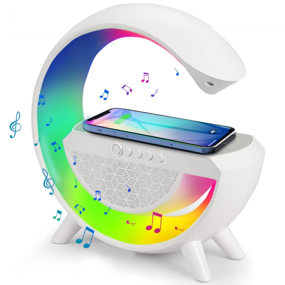 Нічний RGB світильник з бездротовою зарядкою для телефону,Білий SBR Київ