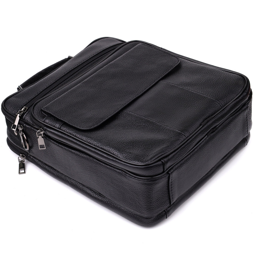 Містка чоловіча сумка з ручкою для перенесення в руці з натуральної шкіри Чорний (Vintage) Київ - фото 10