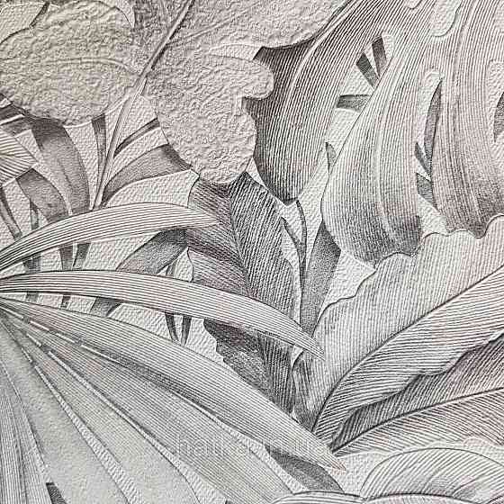 Шпалери метрові вінілові на флізелін Marburg Botanica рослинний принт листя монстери пальми білі чорні Київ