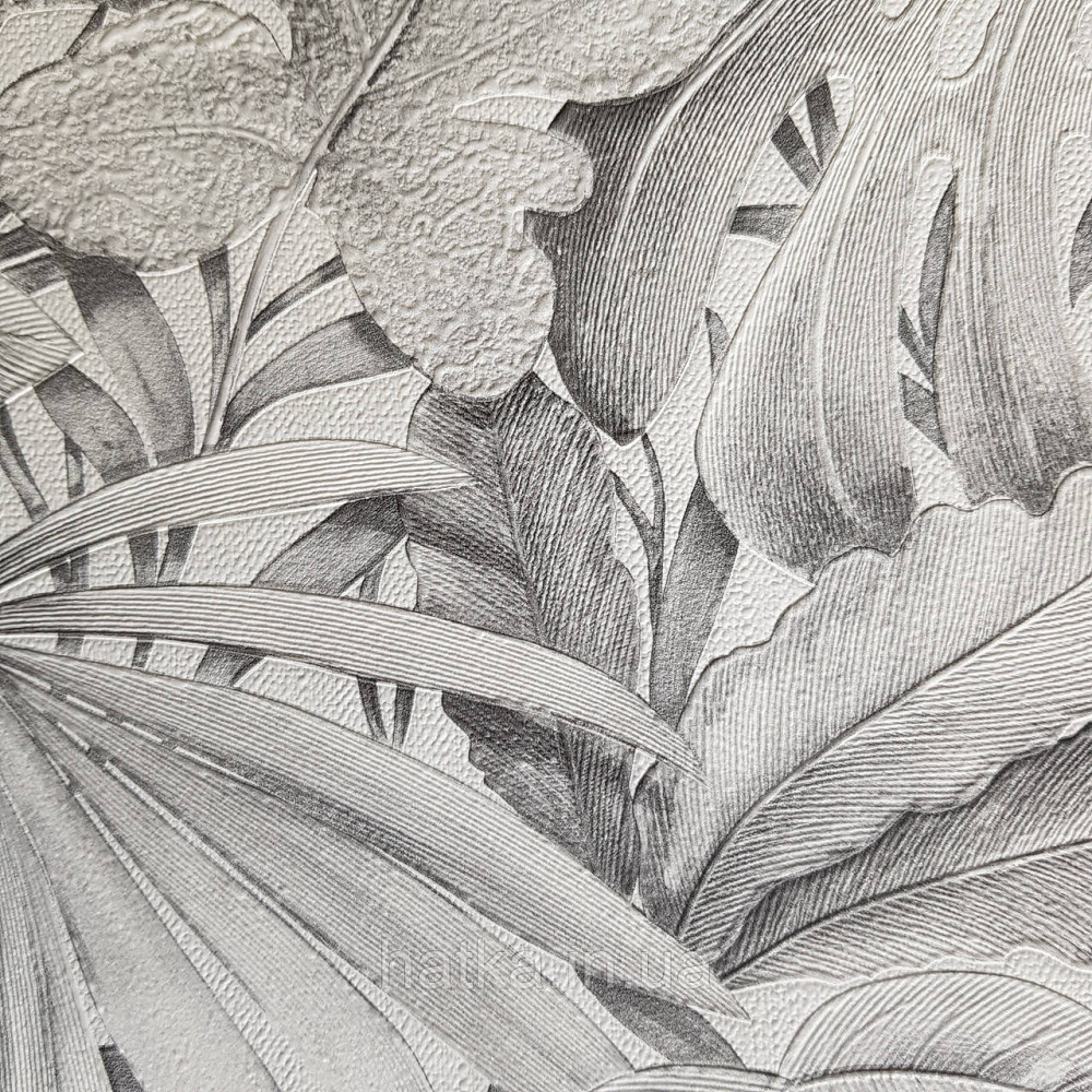 Шпалери метрові вінілові на флізелін Marburg Botanica рослинний принт листя монстери пальми білі чорні Київ - фото 4