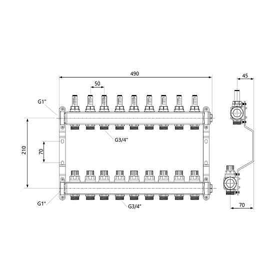 Колектор із витратами Thermo Alliance Standart 1" 9 виходів SD0049 Київ