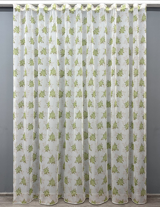 Тюль VR-Textil 1810т Шифон з принтом Білий з салатовий 300х270 см (40-673) Київ - фото 3