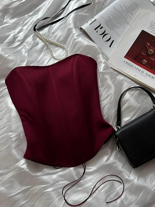 Жіночий базовий корсет костюмка Lux Бургунді, 42 Одеса - фото 6