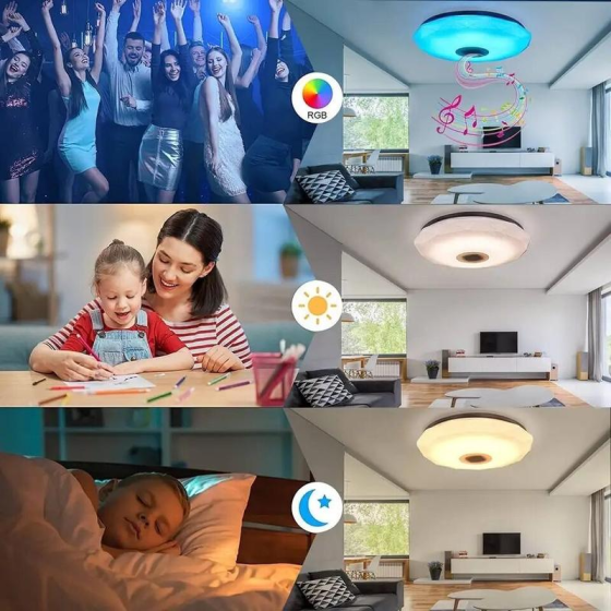 Уцінка Смарт LED люстра Wholede RGB з Bluetooth колонкою | Стельовий світильник з пультом, APP, димер, музична люстра Київ
