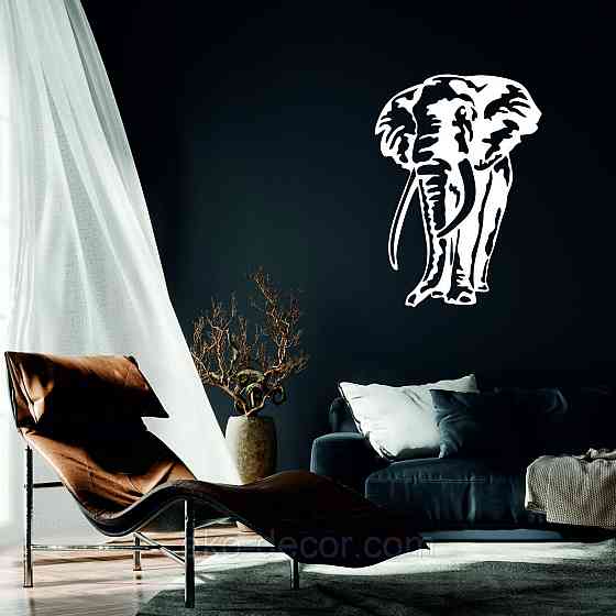 Декоративне настінне Панно «Слон», Декор на стіну 70*50 см, Білий Київ