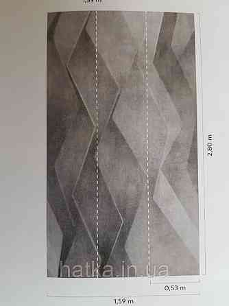 Шпалери вінілові Grandeco One roll one motif 2 A42801 панно 3д лофт штукатурка під бетон смуги зигзаги Київ