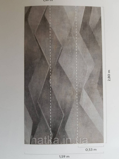 Шпалери вінілові Grandeco One roll one motif 2 A42801 панно 3д лофт штукатурка під бетон смуги зигзаги Київ - фото 2