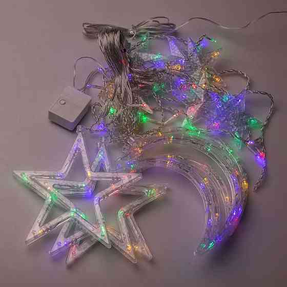 Електрична гірлянда Зірка штора 3 метри на вікно для фотозон мультиколор WYF11ML Коломия
